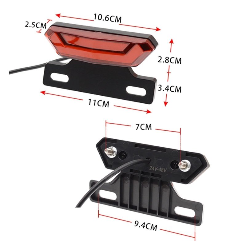 MOONDKIST Electric Bicycle Rear Light, 2 in 1 Bicycle Tail Light Running Light Brake Light, 36-48V Bicycle Accessories Safety Warning Lights, Tail Light Accessories
