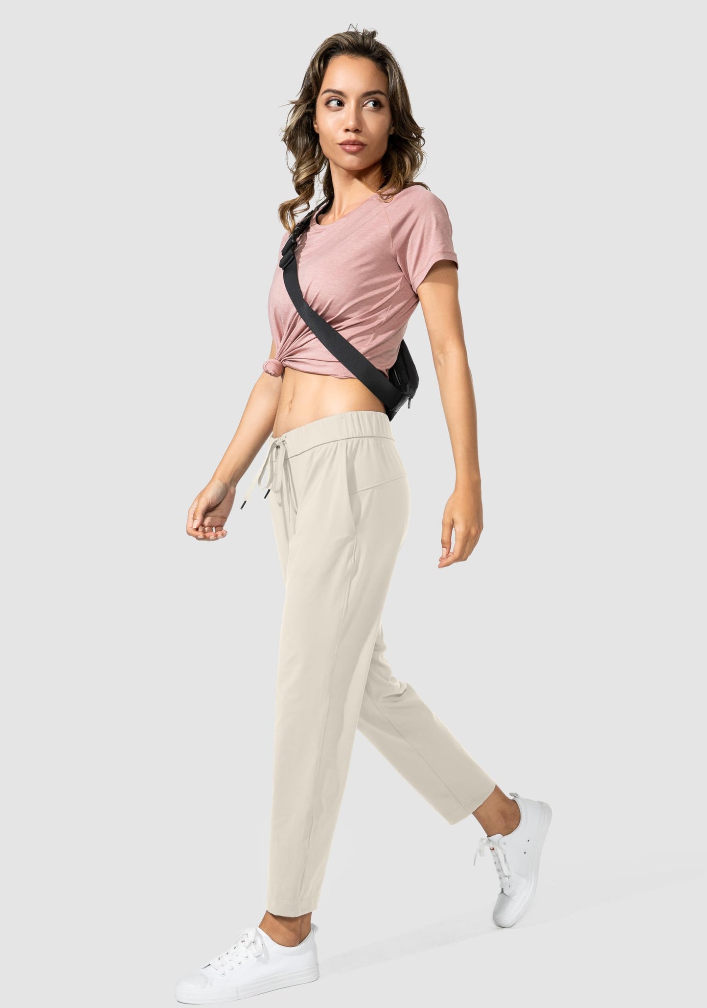 G Gradual Women's Pants with Deep Pockets 7/8 Stretch Sweatpants for Women Athletic, Golf, Lounge, Work (Light Khaki, XX-Large)