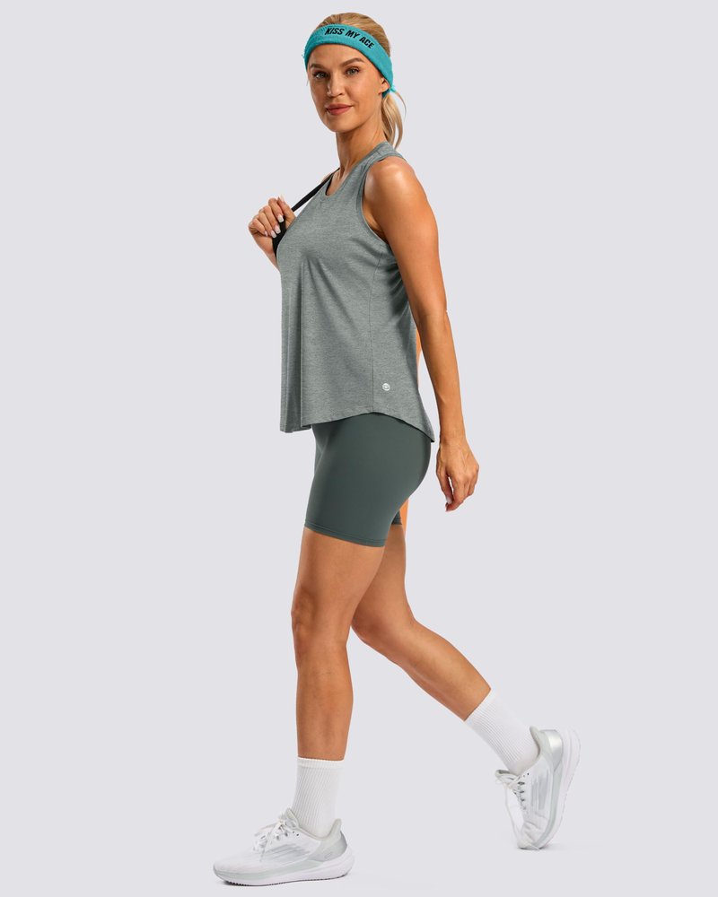 G Gradual Women's Workout Tank Tops Racerback Athletic Yoga Tops Loose Fit Sleeveless Running Gym Sports Shirts for Women(Sage Grey Heather,XL)