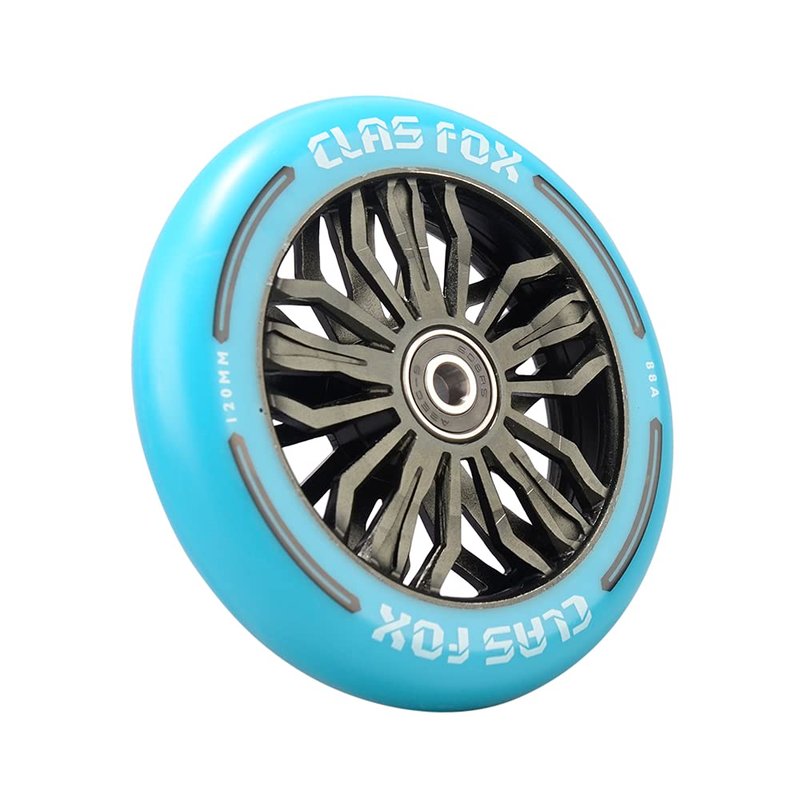 CLAS FOX Pro Scooter Wheels 120x24mm Set of 2 Pro Scooter Wheels with ABEC-9 Bearings (Blue-Black)