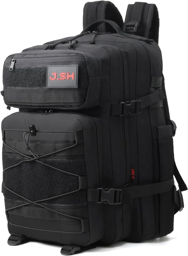 Military Tactical Backpack - 25L EDC MOLLE Rucking Pack | 900D Oxford Nylon, Portable Gear for Hiking & Survival - Black