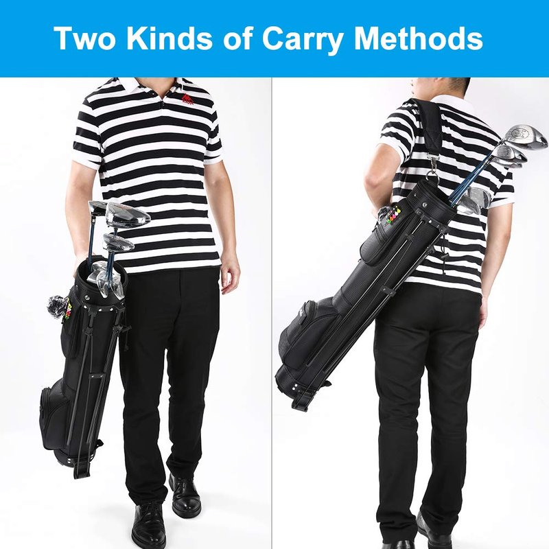Golf Bag with Stand, Golf Carry Bag with Travel Shoulder, Lightweight Golf Bag for Men Women,Golf Stand Bag (Black)