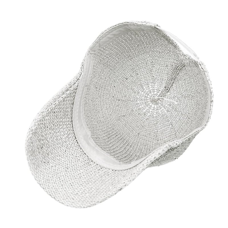 WITHMOONS Breathable Mesh Baseball Cap – Lightweight Sequin Glitter Summer Hat for Women, Adjustable Fit YZM0257 (White)
