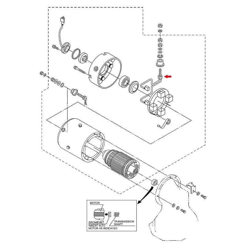 10L0L Golf Cart Motor Brush Kit for Yamaha DM430-06 Hitachi 2.6KW Motor Model OEM # JU2-H1801-20-00