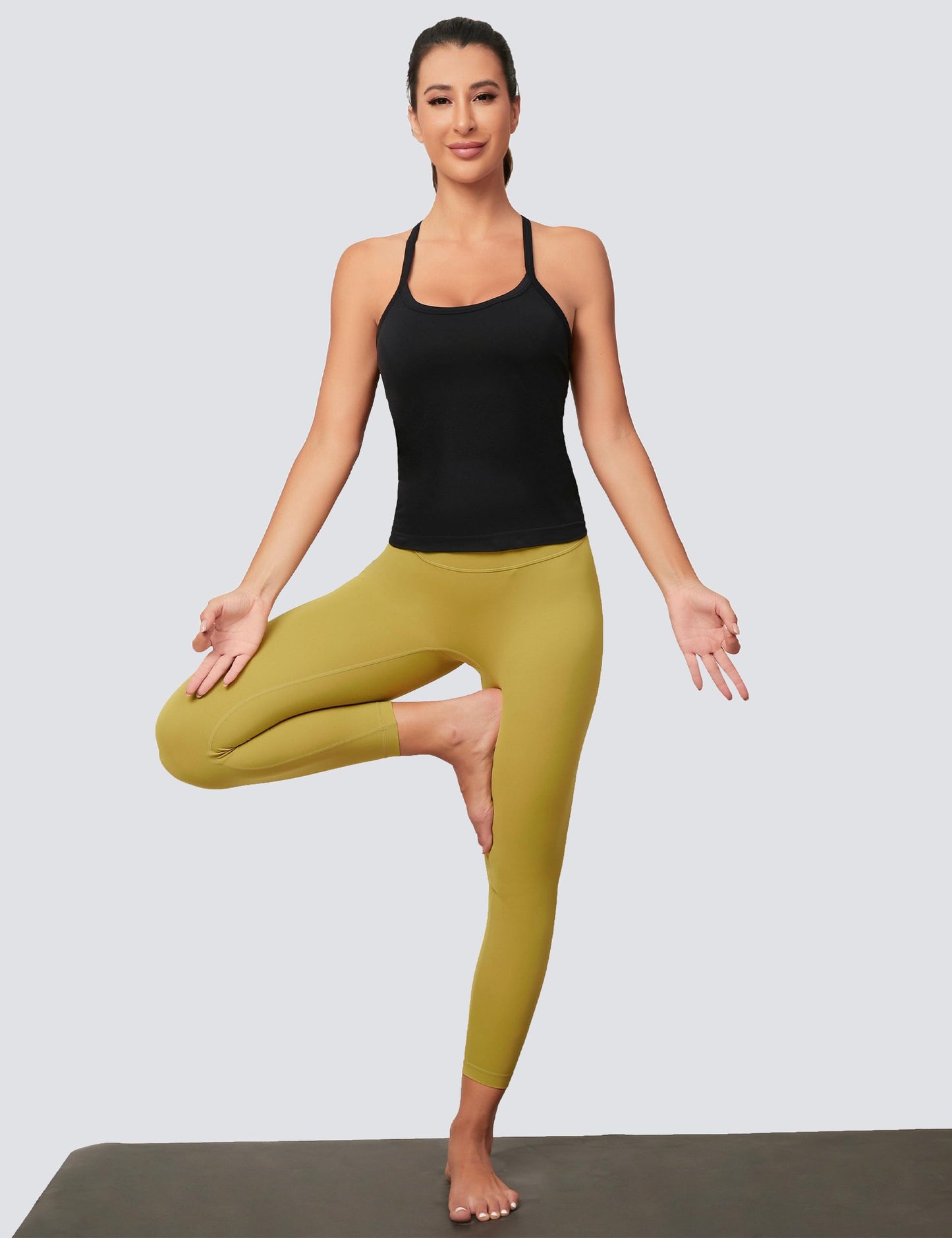 MathCat Workout Tank Tops for Women with Built in Bra, Sleeveless Gym Tops Seamless Racerback Athletic Yoga Shirts 2 Pack