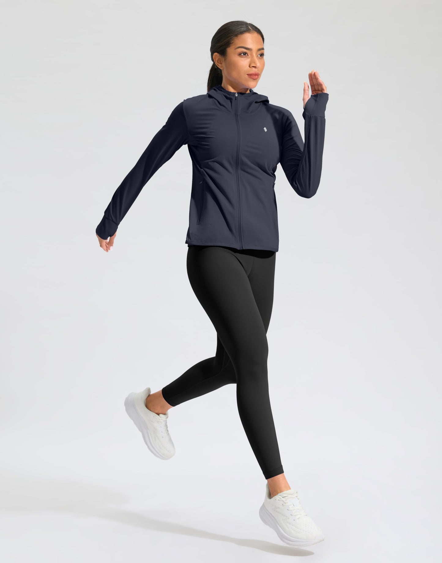 Soothfeel Women's UPF 50+ Sun Protection Hoodie Jacket Lightweight Long Sleeve Sun Shirt for Women with Pocket Hiking Outdoor Navy Blue 3XL