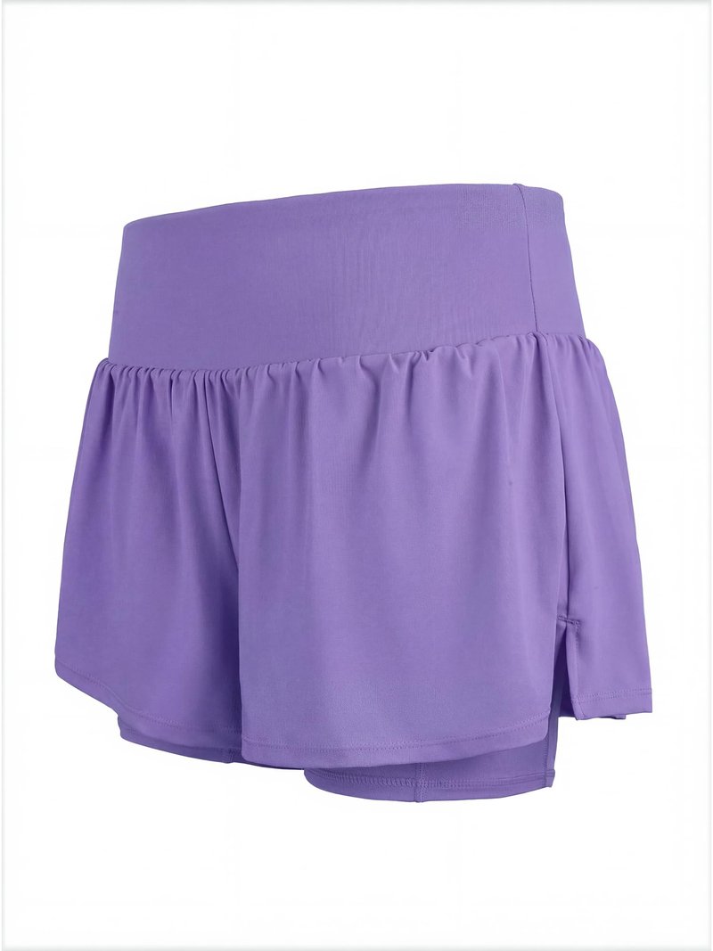 Stelle Women 2 in 1 Running Shorts Flowy Athletic Short High Waisted Workout Tennis Gym Short with Liner Pockets (Lavender, M)