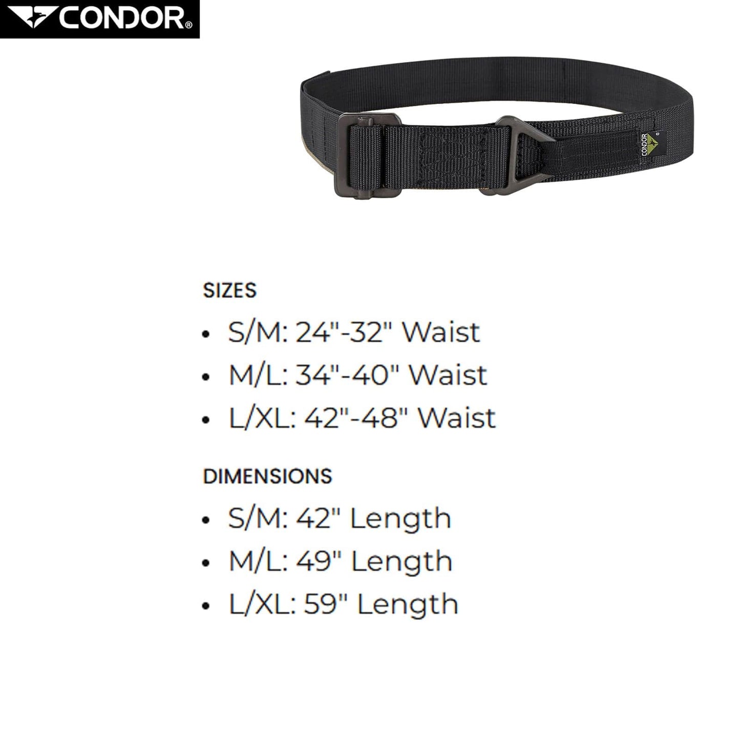 Condor Rigger's Belt Black, Medium/Large