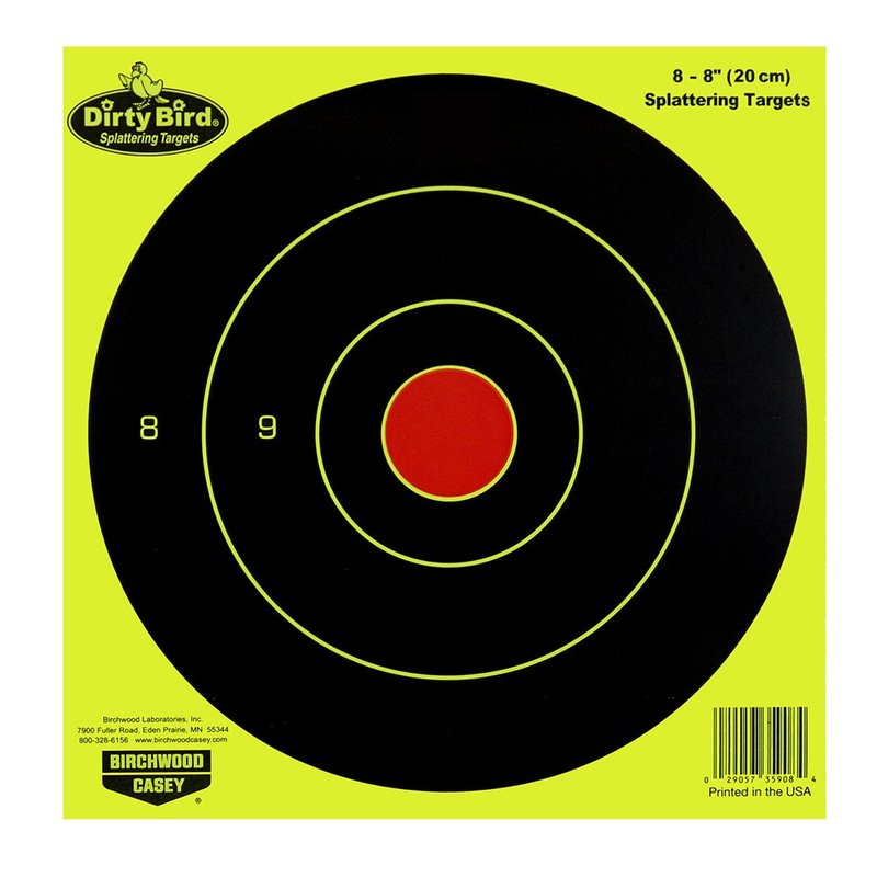 Birchwood Casey Dirty Bird Bull's-Eye Yellow Splattering Targets Practice Shooting for Indoor and Outdoor Use, 6" - 50 TARGETS