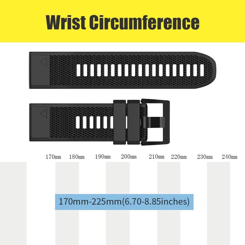 NotoCity Compatible Fenix 5X Band 26mm Width Soft Silicone Watch Strap for Fenix 8 51mm/Fenix 6X/Fenix 7X/Fenix 5X Plus/Fenix 6X Pro/Fenix 3/Fenix 3 HR/Tactix/Descent MK1/D2 Delta PX/D2 Charlie-Black