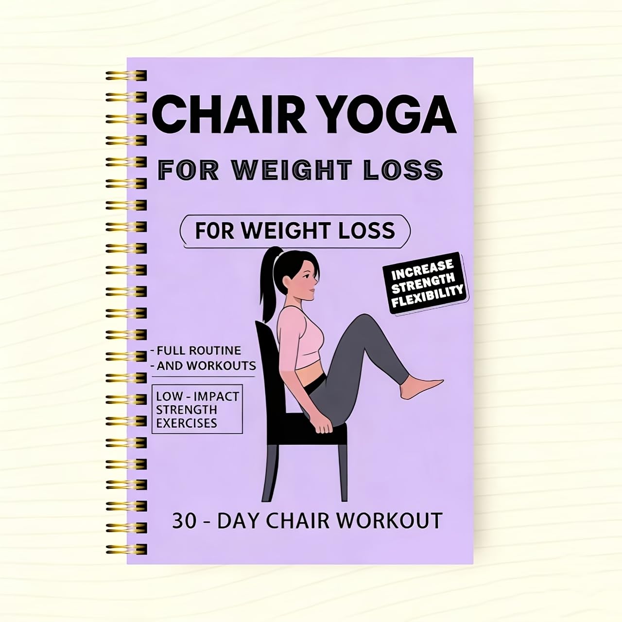 30-Day Seated Yoga Weight Loss Workout Plan And Journal – A 50-Page Illustrated Exercise Guide with Daily Yoga Practices, Meal Plans & Progress Tracking – Compact Size 5.5" × 8.3" for Home Gym Use Purple