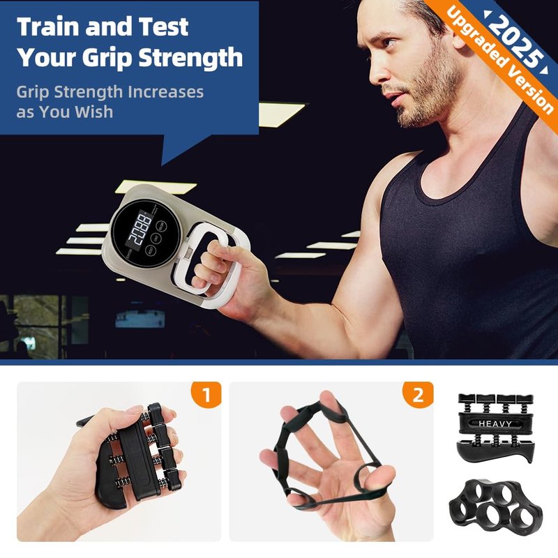 Grip Strength Tester Hand Griper - Grip Strength Trainer Electronic Meter Digital Hand Gripper Strengthener 265 Lbs 120 Kgs with Mano Strengthening Devices for Sports School Home Use