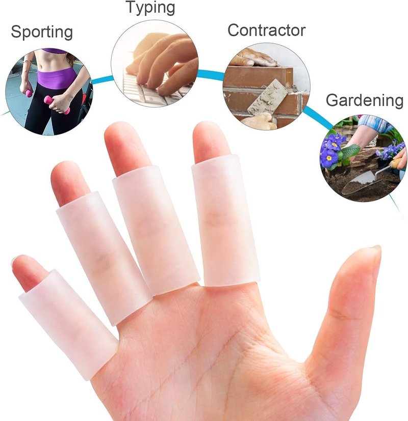 Sumifun Finger Sleeves, 20PCS Gel Thumb Finger Tubes for Arthritis, Trigger Finger Pain, Silicone Fingers Protector for Golf, Basketball, Golf, Rugby, Cracked Finger