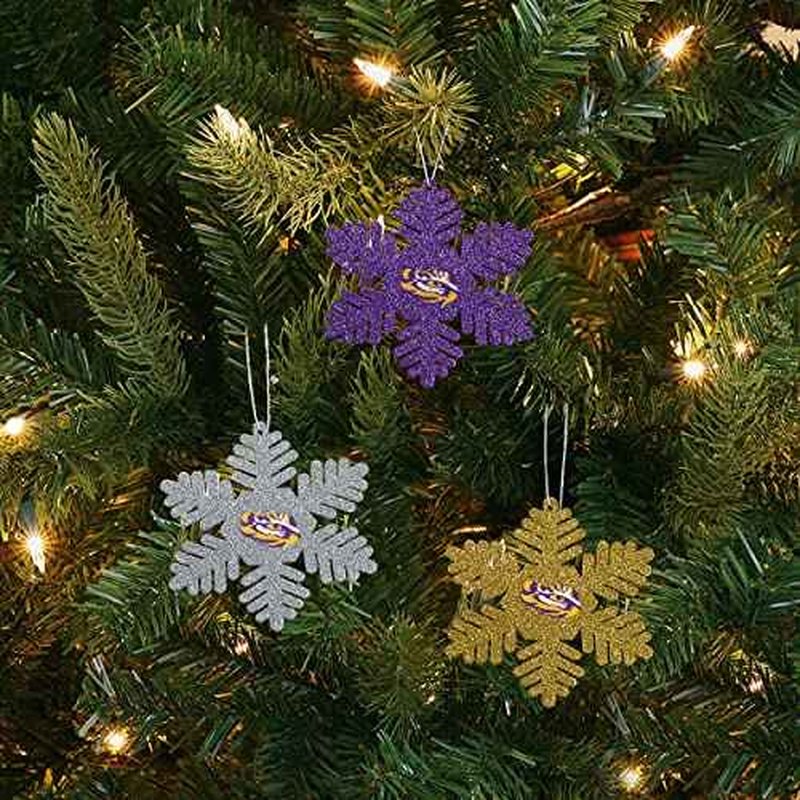 FOCO NCAA Unisex-Adult 3-Pack Metal Glitter Snowflake Holiday Christmas Tree