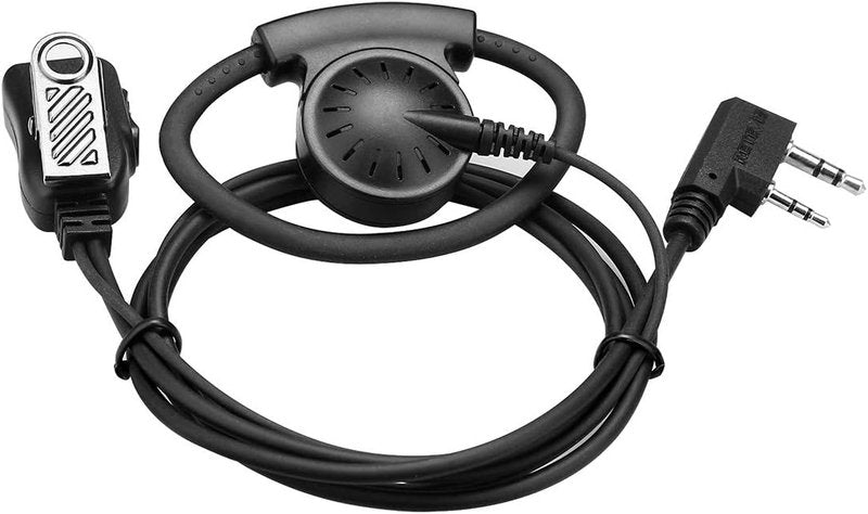 Adjustable Walkie Talkie Earpiece with Mic - D Shape Earhook for RT22, RT68, H-777 | 6 Pack
