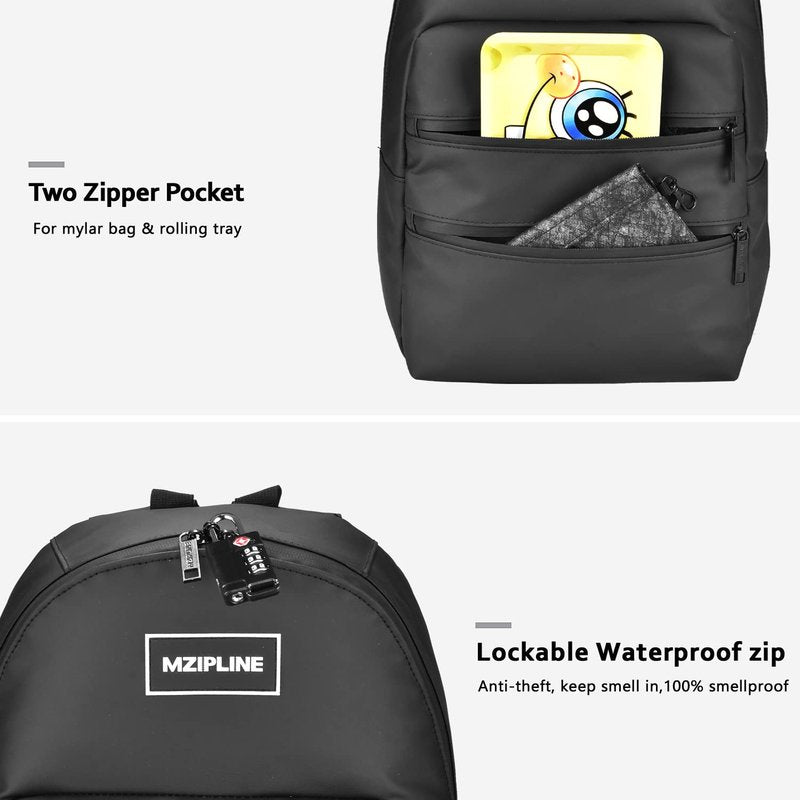 MZIPLINE Small Backpack Bag-Water Resistant Daypack Travel bag with Activated Carbon Lined for Men & Women Travel (Black)