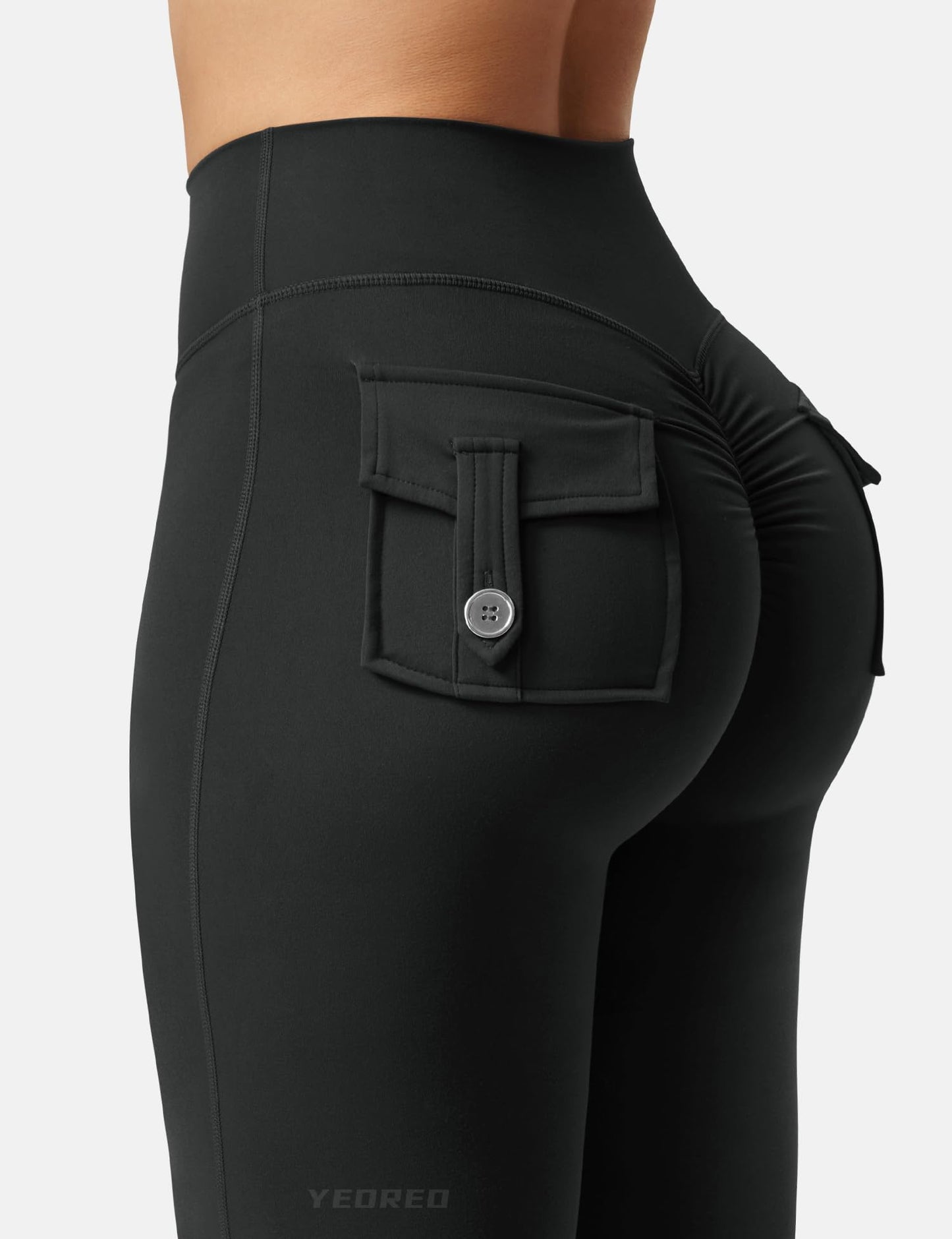 YEOREO CoreFlex Flare Leggings with Pockets for Women Scrunch Workout Pants