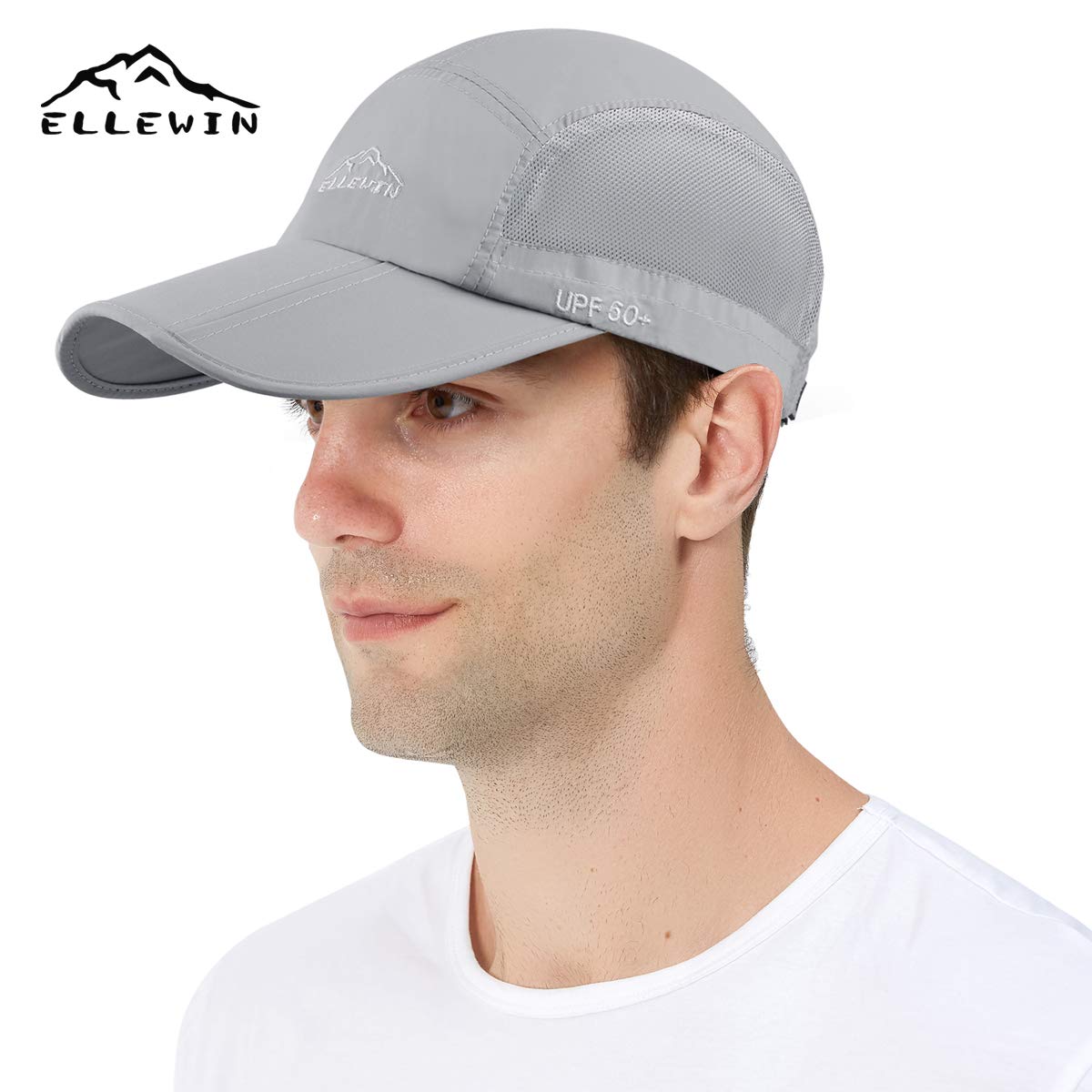 ELLEWIN 2 Pack Unisex Baseball Cap Foldable Sports Hat with UPF 50+ Runing Hat for Men and Women Black/Light Gray