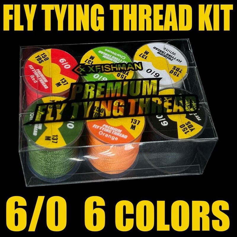 XFISHMAN Fly Tying Thread Kit - Premium 6/0 & 3/0 Fly Tying Materials | Essential Fishing Accessories