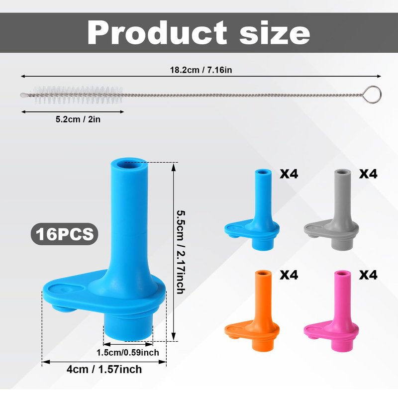 16pcs Replacement Bite Valve for Zak, Silicone BPA-Free Mouthpiece Parts with Cleaning Brush Reusable & Leak-Proof Water Bottle Straw Cup Parts Compatible with Zak Designs Kelso 15oz (4 Colors)