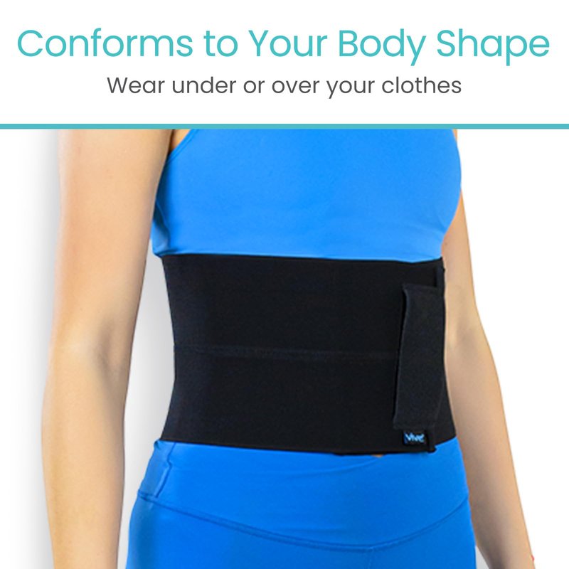 Vive Abdominal Binder Post Surgery (2 Panel) - Postpartum Belly Band - C-Section, Hysterectomy, Hernia Belt for Women, Men Black
