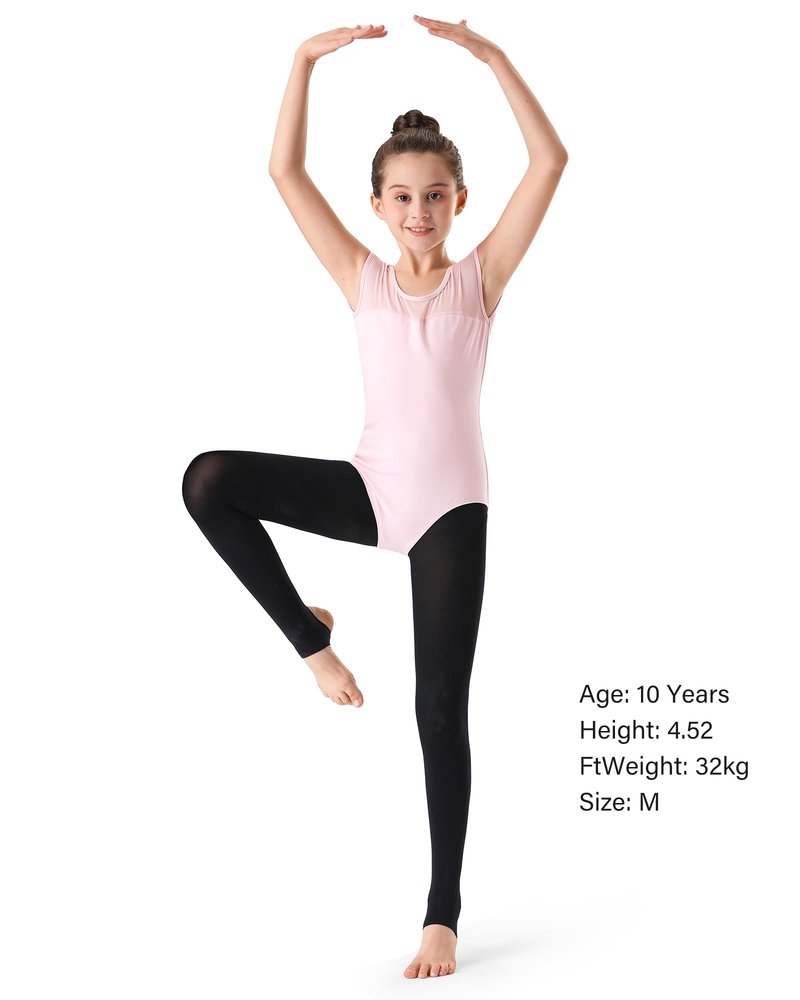 Stelle Girls Women Stirrup Tights Ultra Soft Dance Tights for Ballet, Gymnastics, School (Little Kid/Big Kid/Women)(Black,10-15Years)