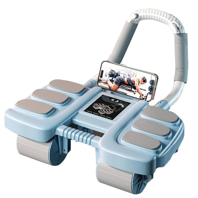 POYIPI 2024 New Ab Wheel Roller with Elbow Support - Automatic Rebound Abdominal Wheel Roller, The Upgraded Four-wheel Abdominal Wheel Core Workout Equipment Home Gym Abs Machine, Blue