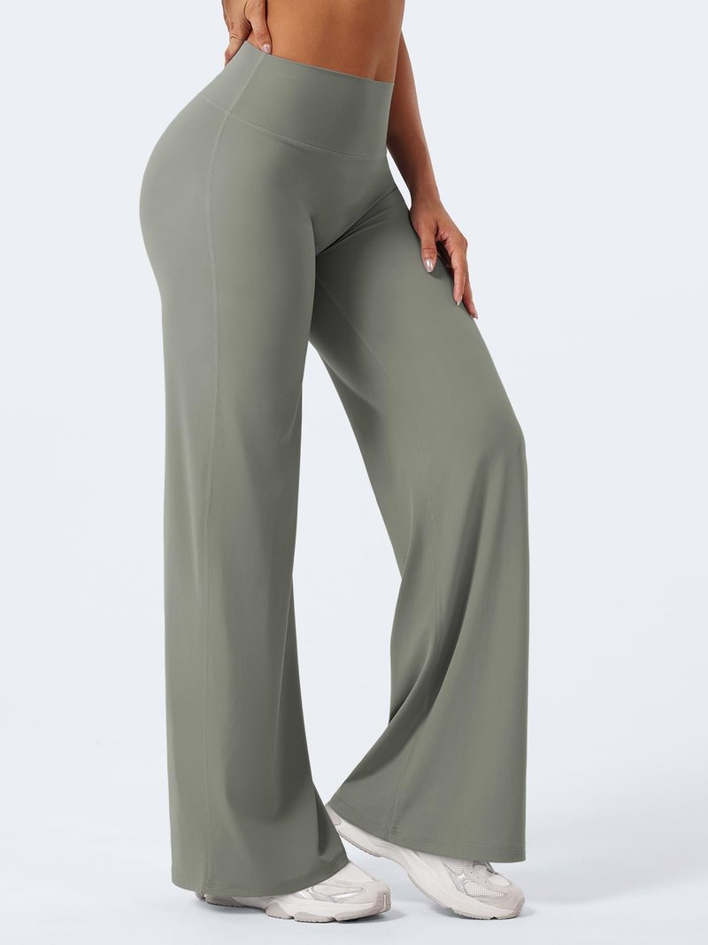 YEOREO Workout Leggings Womens No Front Seam Straight Leggings 31.5" High Waist Buttery Eddiy Gym Yoga Pants Gray Green XL