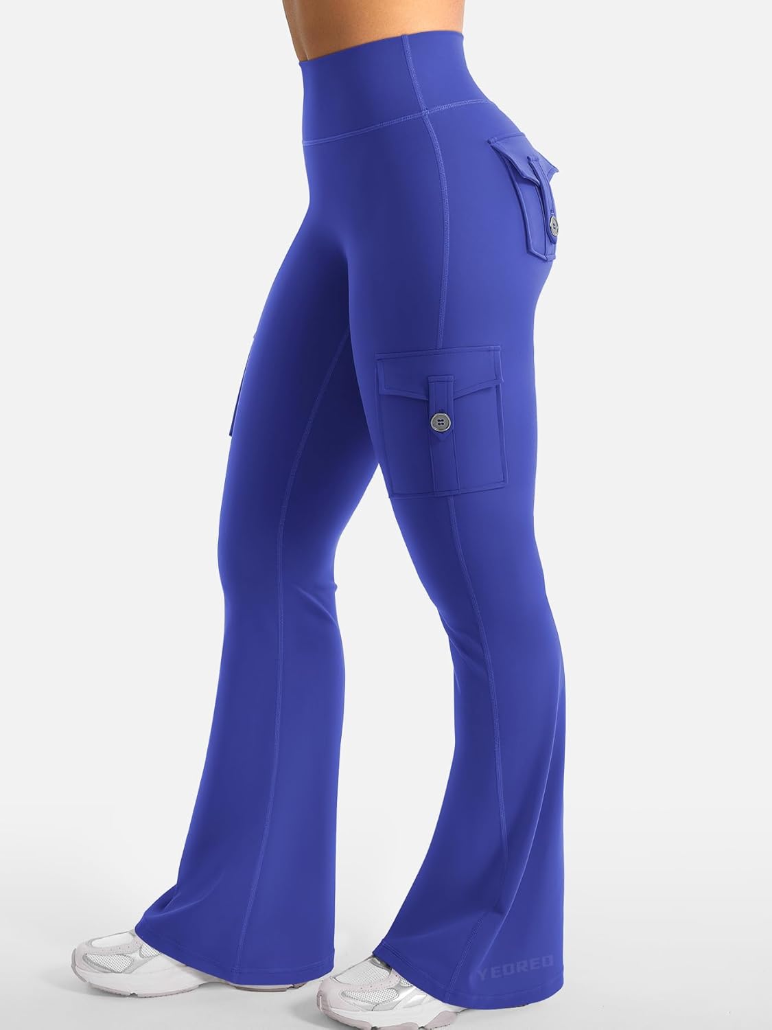 YEOREO CoreFlex Women's High-Waisted Flare Leggings - Hidden Pockets, No Front Seam, Perfect for Gym & Yoga
