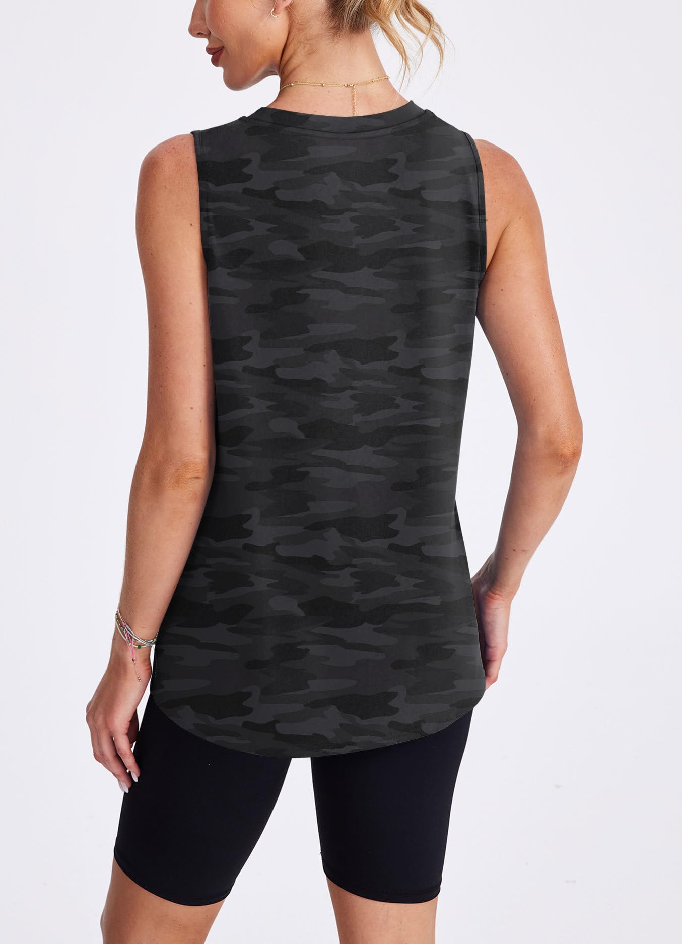 Women's Workout Tank Tops Racerback Athletic Yoga Tops Loose Fit Sleeveless Running Gym Sports Shirts for Women Black White XL