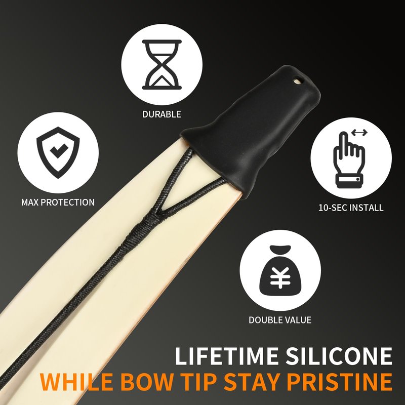 SPG 4 Pack Recurve Bow Tip Protector - Bow Limb Tip Protector Silicone Archery Bow Limb Tip Guard Protection for Recurve Longbow Outdoor Target Practice Recurve Bow Accessories