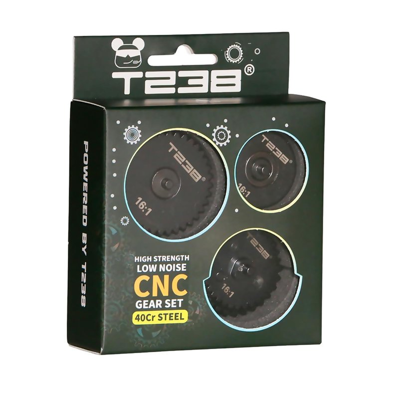 T238 Airsoft Spiral Gear Set - AEG V2 V3 Gearbox Upgrade Kit (16:1) for M4/AK/MP5/G36/P90-40Cr CNC Machined