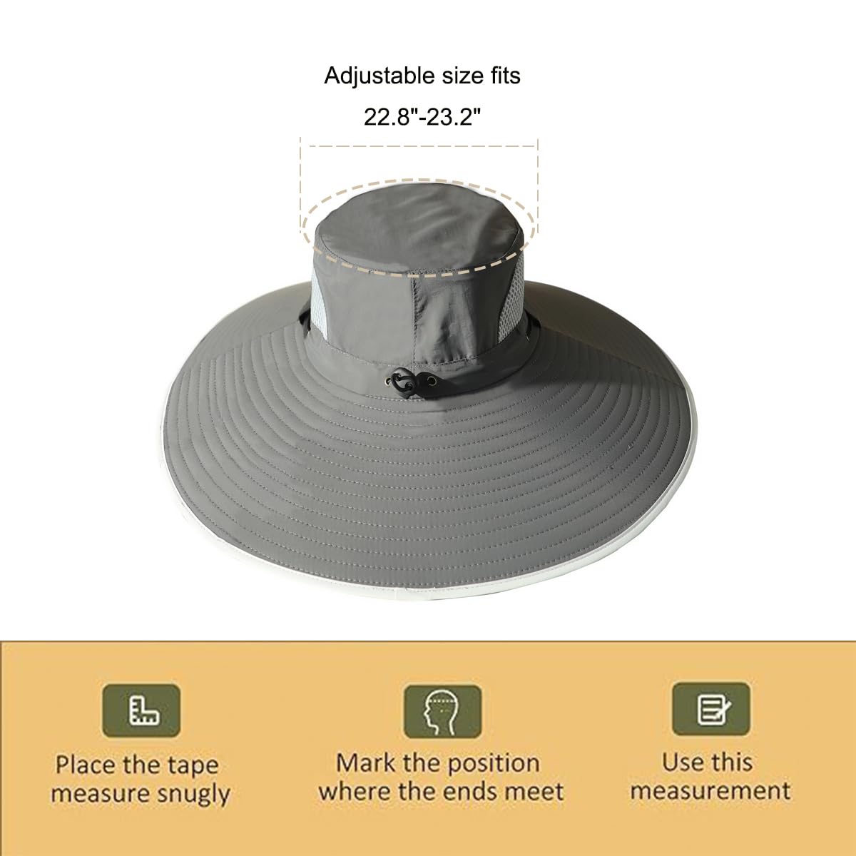 Leotruny Men Wide Brim Sun Hats UPF50+ Waterproof Breathable Bucket Hat for Fishing, Hiking, Camping (C01-khaki)