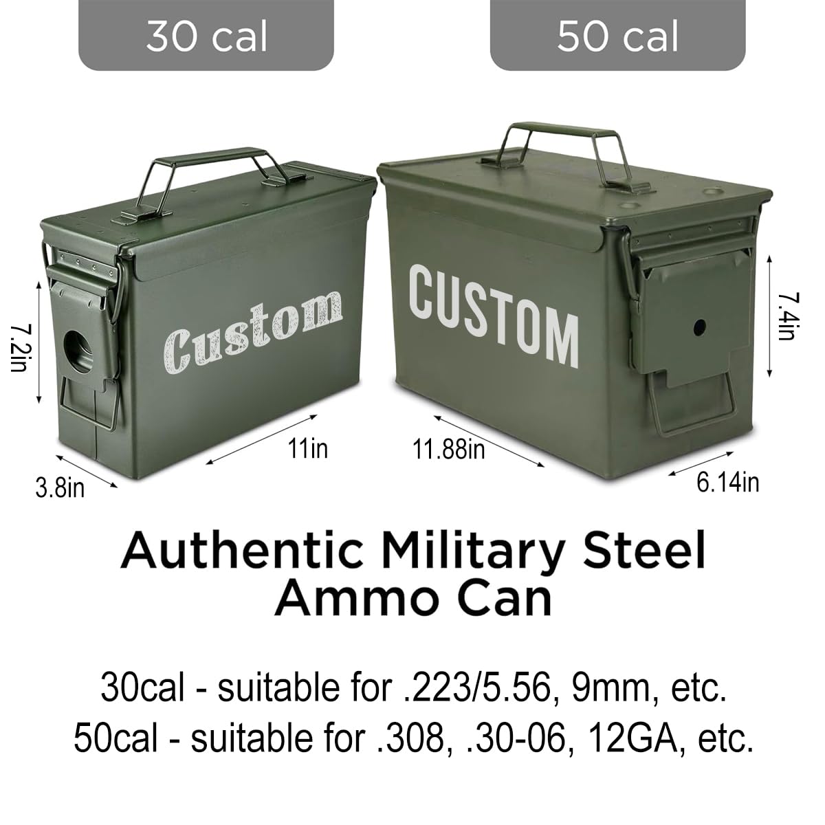 Extrabily Custom Ammo Box Produced in Texas-Personalized Ammunition Can-Gifts For Him-Gifts For Men-Birthday Gifts For Men-Military Gift-Anniversary Gift(30Cal/50 Cal)