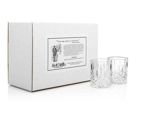HISTORY COMPANY Men's Bar at the Astor Crystal Whiskey Glass – Best Gift for Bourbon Lovers – 2-Piece Set of Luxury Old Fashioned Tumblers (Gift Box Collection)