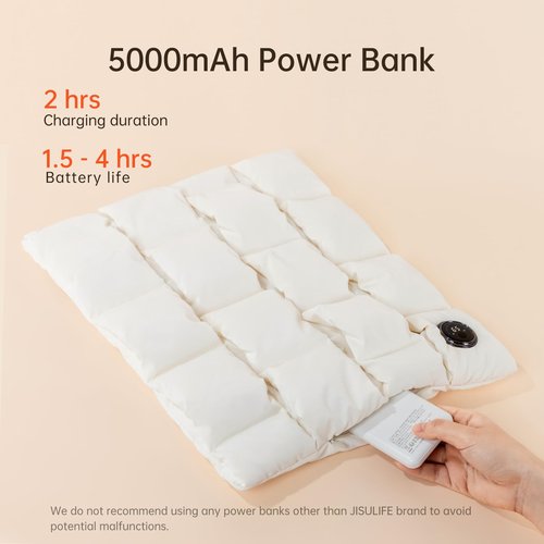 JISULIFE Hand Warmers Rechargeable, 6 Gears Heated Gloves with 【5000 mAh】 Power Bank, Multi-Functions Heating Pad & Hand Warmers, Heated Gloves for Women, Kids, Hunting, Camping - Beige