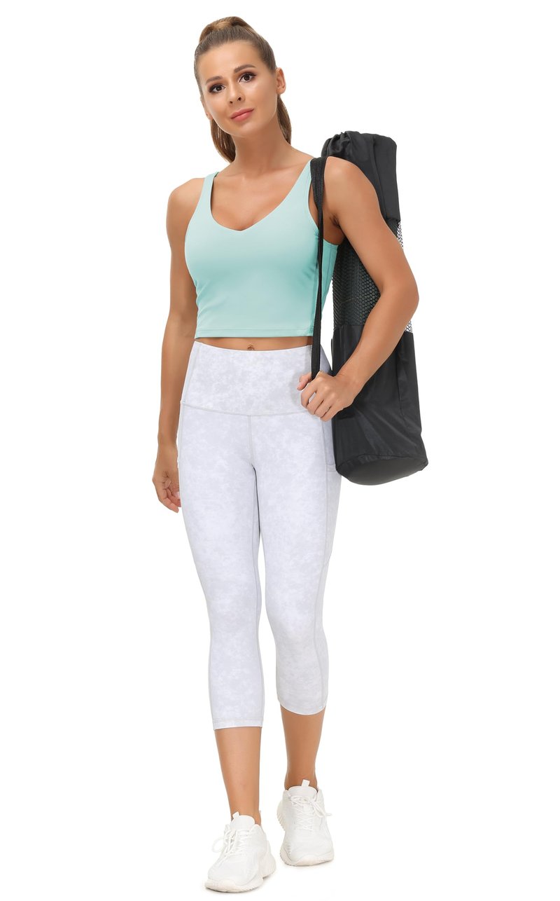 Women’s Longline Sports Bra Wirefree Padded Medium Support Yoga Bras Gym Running Workout Tank Tops (Light Blue, X-Large)
