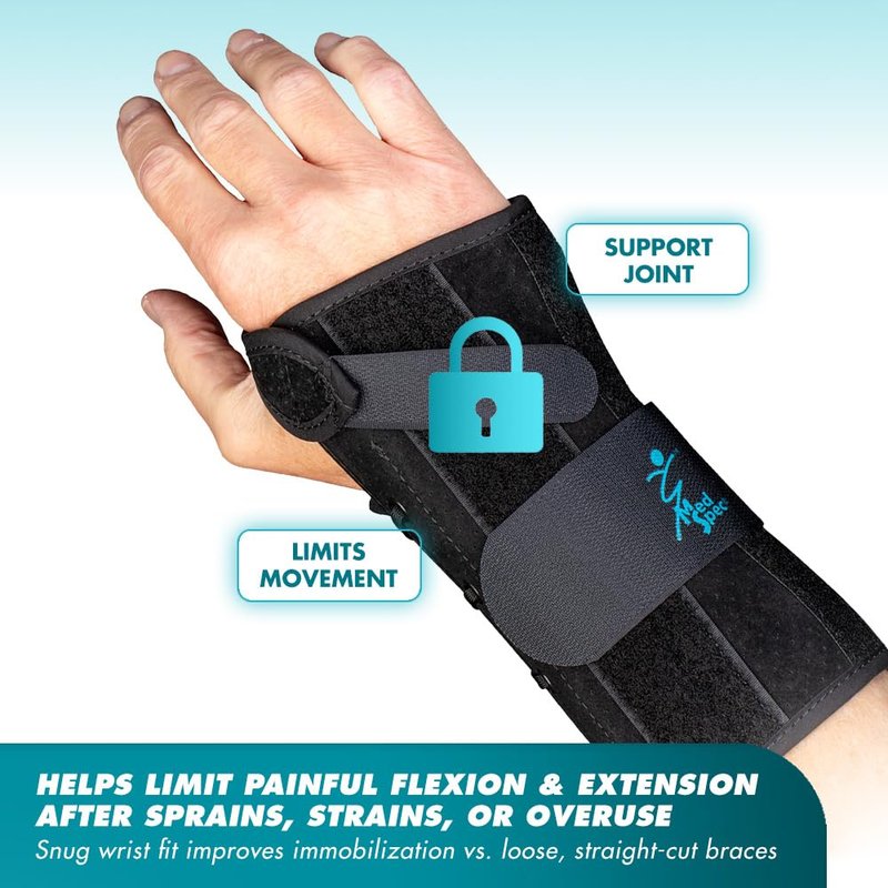 Med Spec 8" Wrist Lacer (Right Hand, Small) - Wrist Brace with Easy Adjustable Lacing Support - Carpal Tunnel Hand and Wrist Stabilizer with Palmar & Dorsal Stays, Breathable Liner, 223932