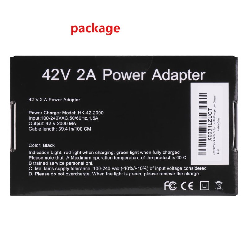 42V 2A Power Adapter for Bird & Lime Charger - Bird, Skip, Lime, Lime-S, Skip, Spin Xiaomi M365 - Charger