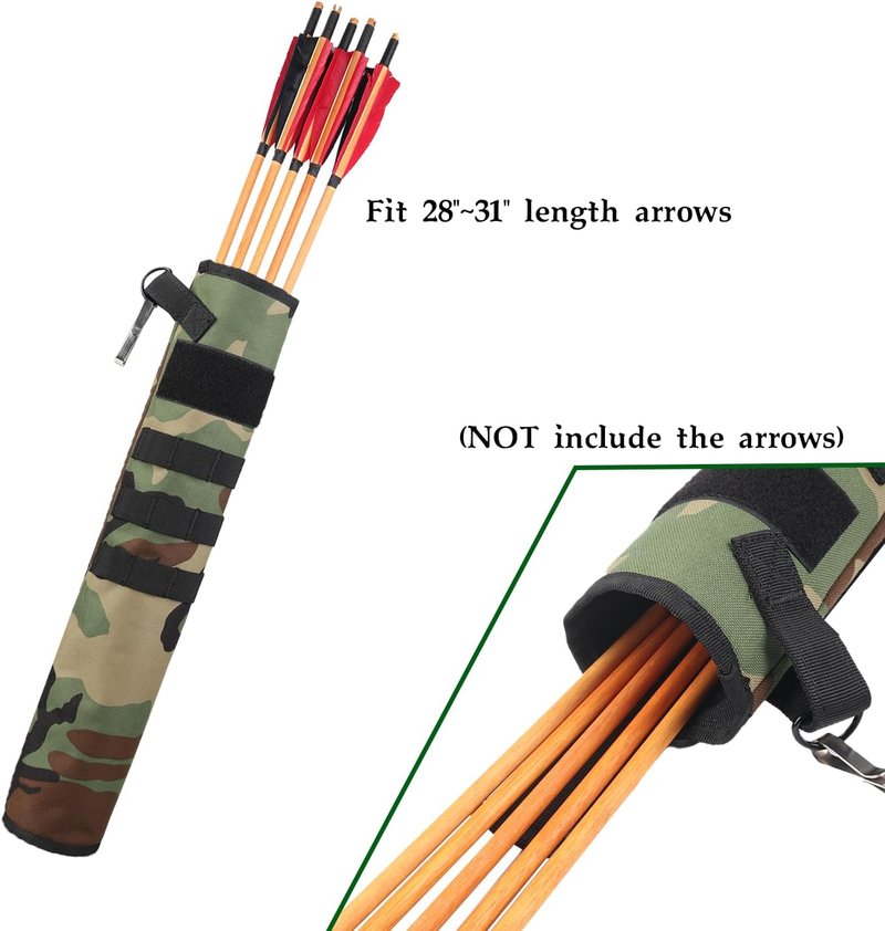 Lightweight Back Arrow Quiver - Dual Use Foldable Compact Hip Bag for Target Shooting | Molle System