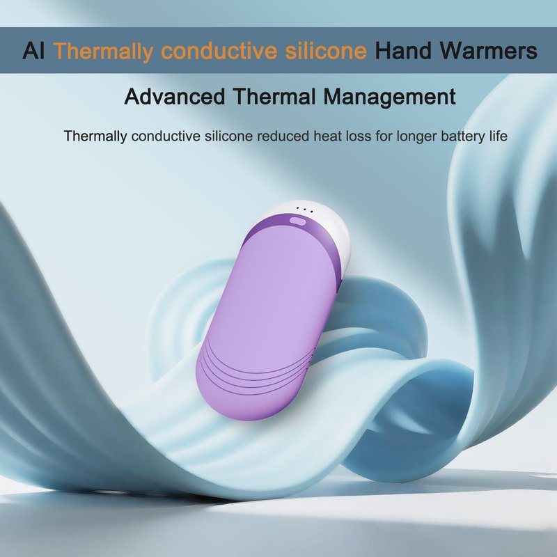 Karecel Thermally Conductive Silicone Hand Warmers Rechargeable 2 Pack, Double-Sided Heating Electric Hand Warmer, Ultra-Thin & Shockproof Heated Hand Warmer, Fits in Gloves & Pockets, Men Women Gifts
