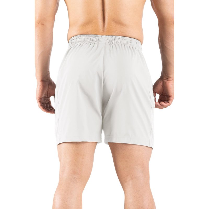 Gaglg Men's 5" Running Shorts 2 Pack Quick Dry Athletic Workout Gym Shorts with Zipper Pockets White/Red,Medium