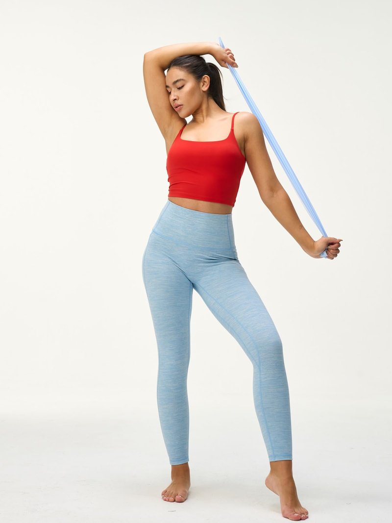 Omwilddo Womens Scoop Neck Longline Padded Sports Bra Adjustable Strappy Butter Workout Crop Tank Top,Light Compression Red S