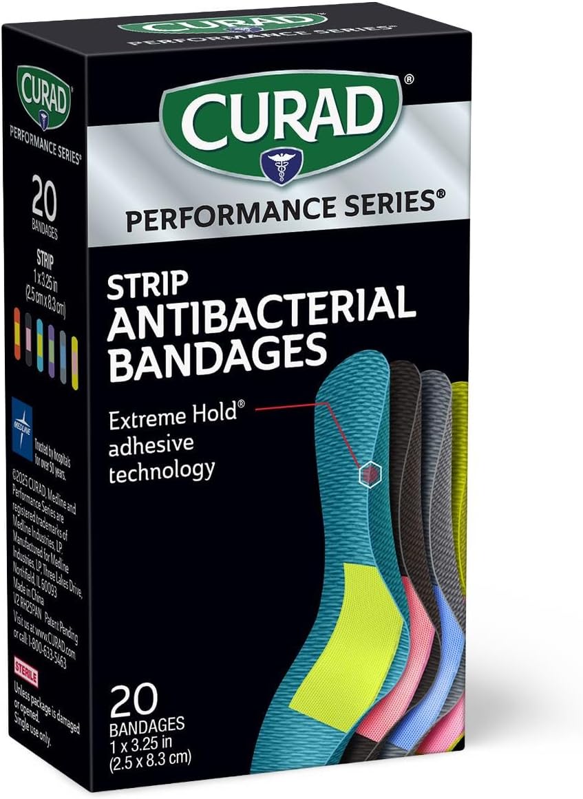 CURAD Antibacterial Bandages - 1" x 3.25" | 20 Count for Ultimate Wound Protection