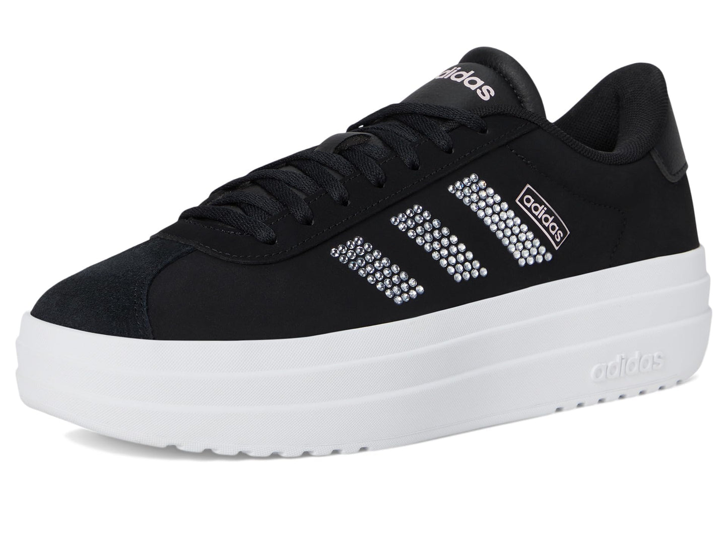 adidas Women's VL Court Bold Sneaker, Black/White/Clear Pink, 7.5