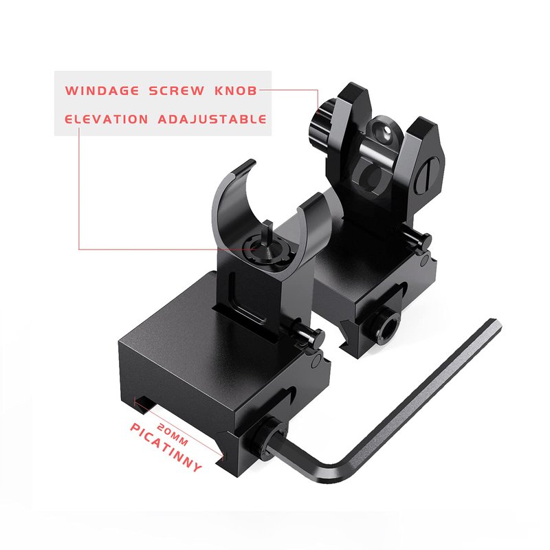 Marmot Flip Up Sight Full Metal Iron Sight & Fiber Flip Up Sights CQB & Precise Mode Gun Sights Rifle Sights