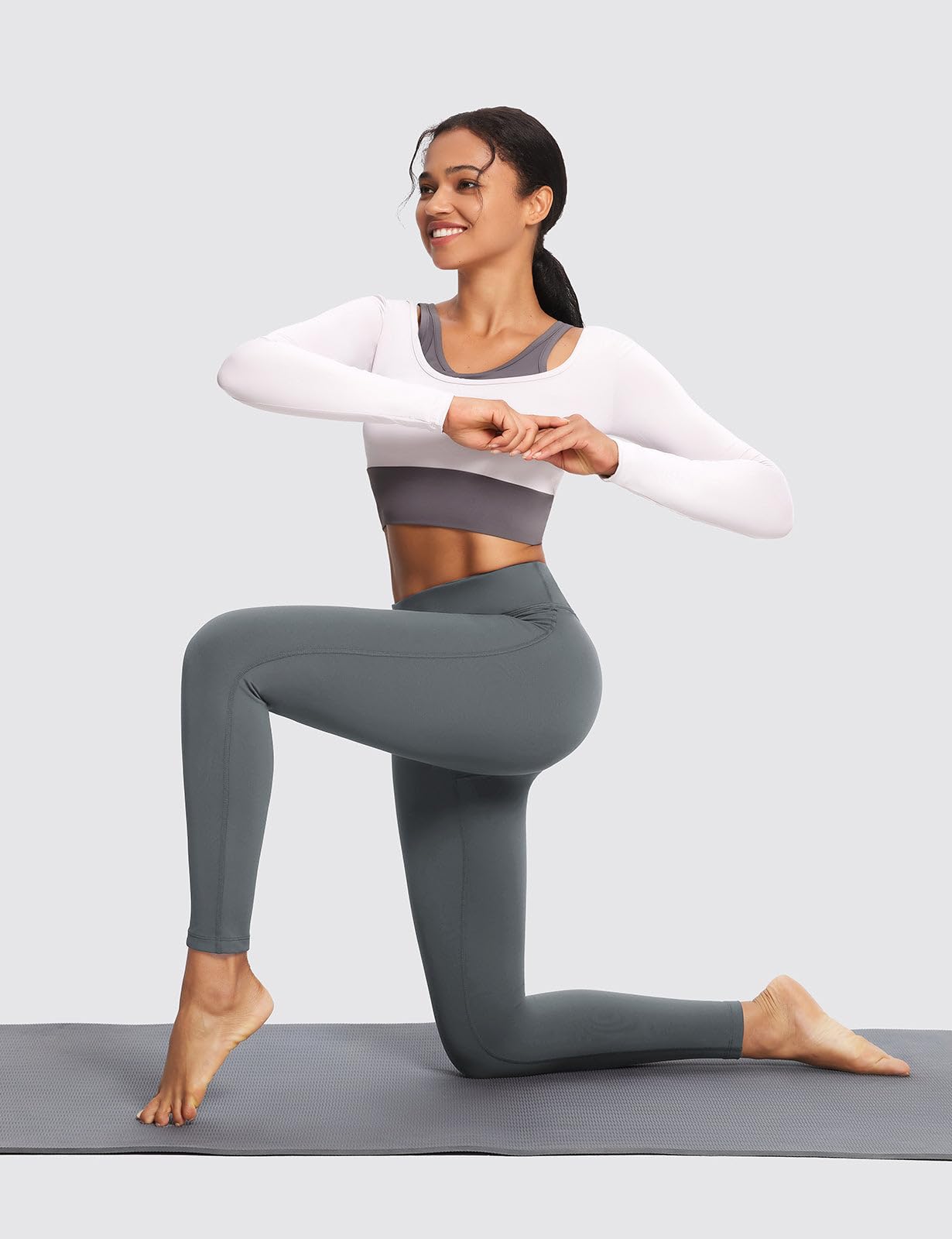 baleaf Winter Clothing for Women Leggings Fleece Lined Tights Thermal Warm Thick Yoga Pants Cold Weather Gear Grey XS