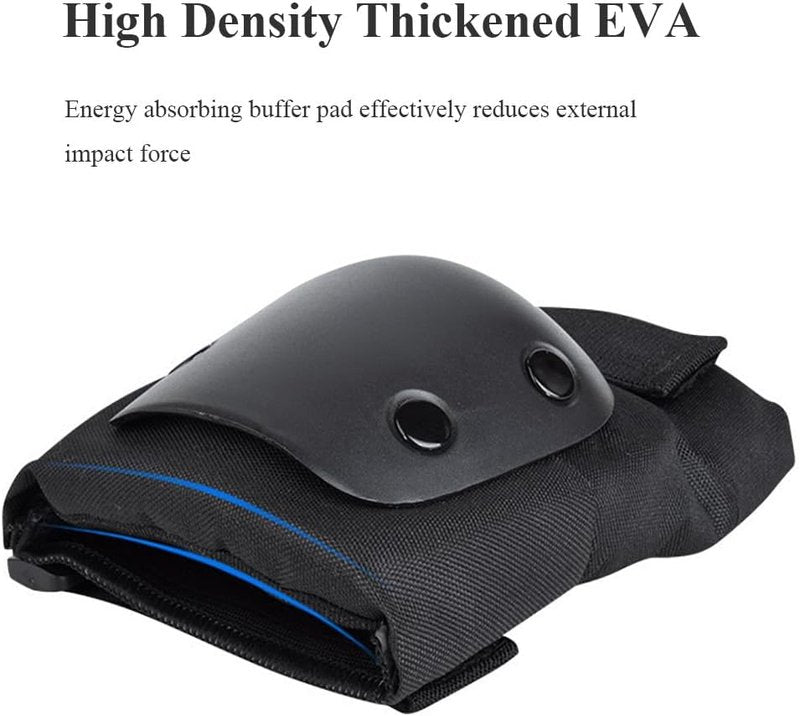 Knee Pads & Elbow Pads | 6-in-1 Protective Gear Set for Skateboarding, Biking & Roller Skating - Black