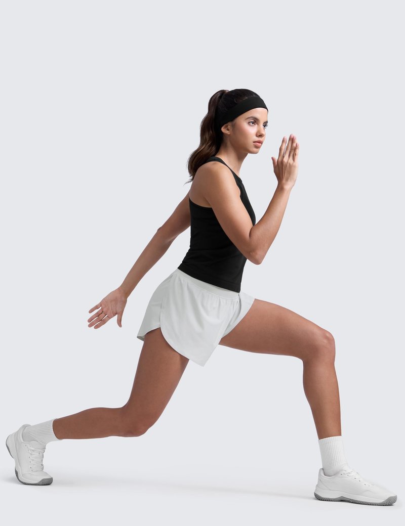 CRZ YOGA High Waisted Split Running Shorts for Women 3" - Comfy Mesh Liner for Workout Athletic GymTrack Quick Dry Platinum Grey Large