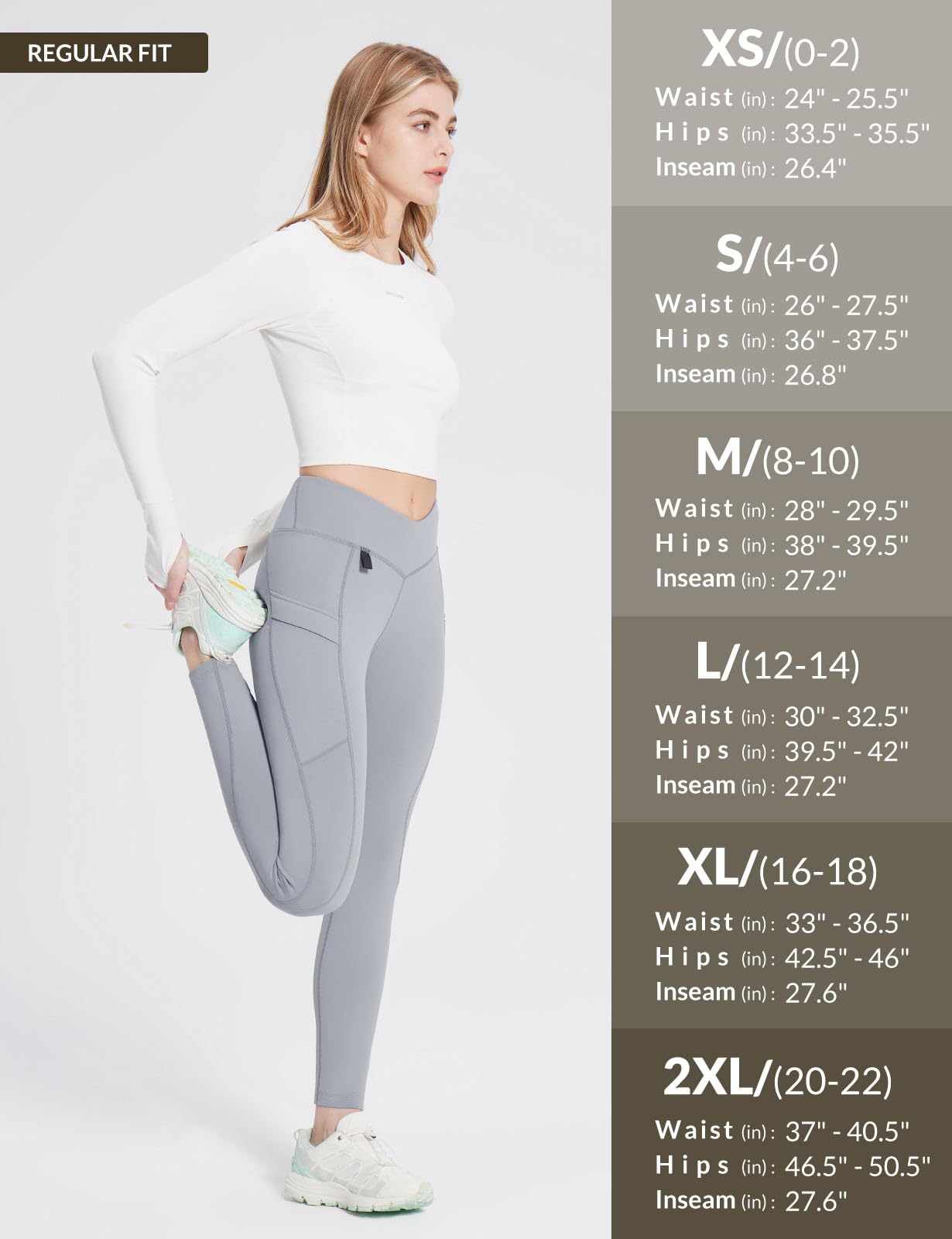 baleaf Women's Thermal Waterproof Leggings Fleece Lined Winter Hiking Pants with Pockets High Waisted Running Tights for Cold Weather Frost Gray M